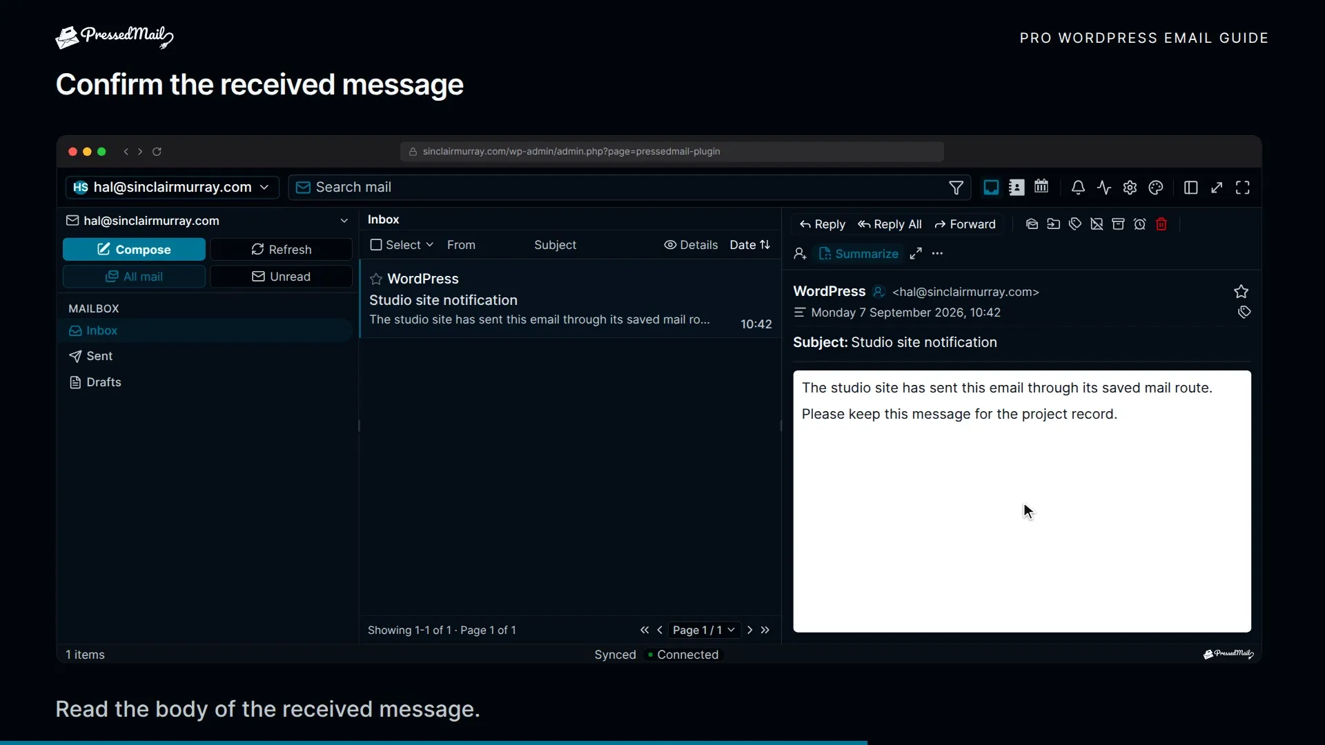 Log evidence beside recipient evidence