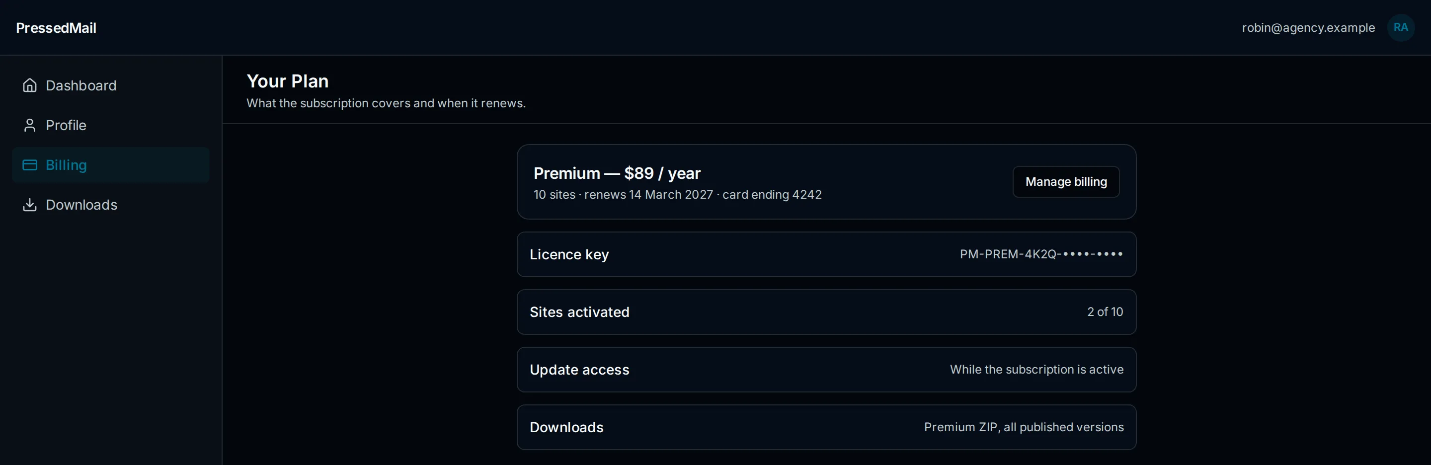 What the subscription covers and when it renews
