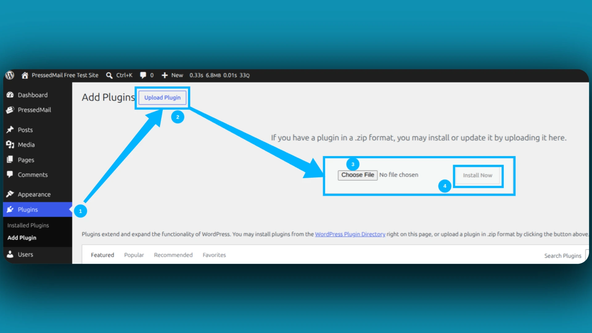 Install PressedMail Pro in WordPress
