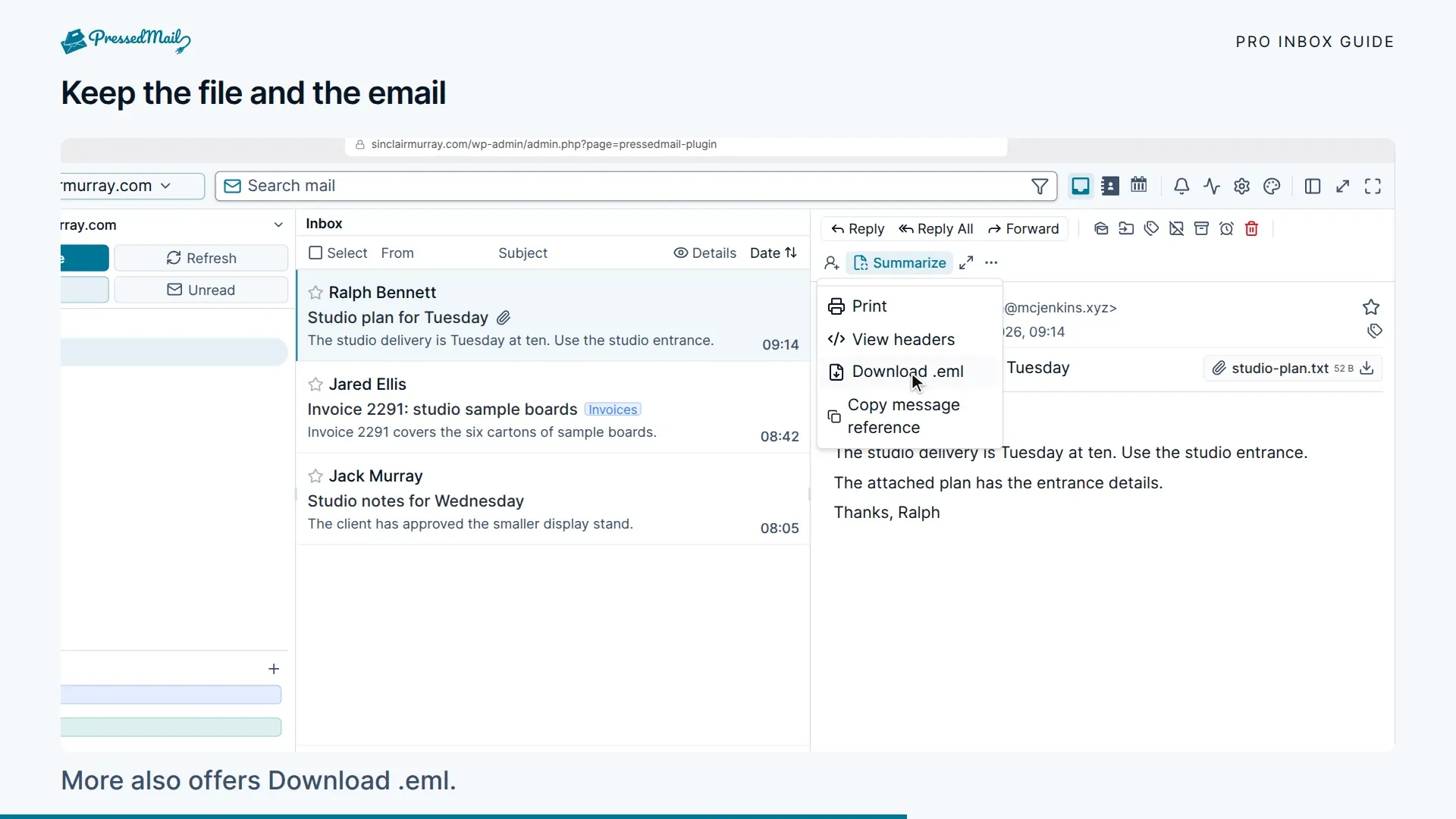 Opening an attachment on a received message
