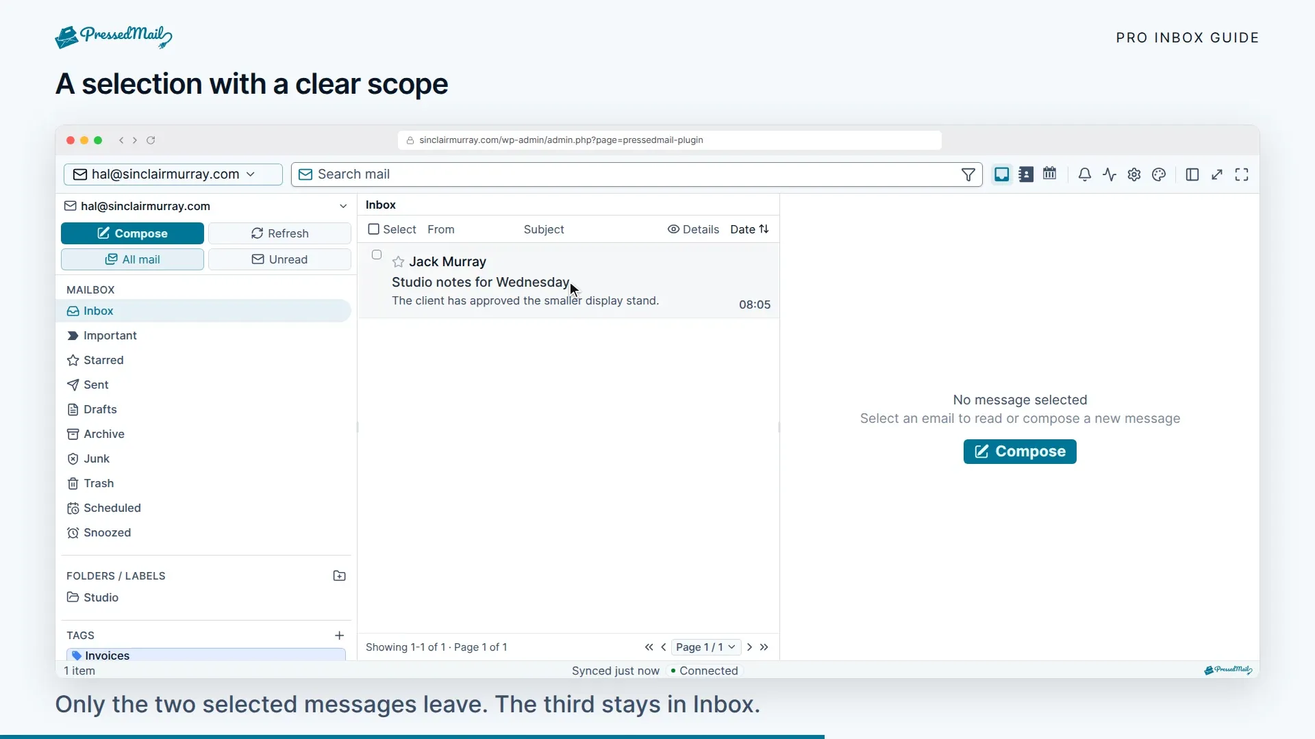 Selecting several messages and filing them in one action