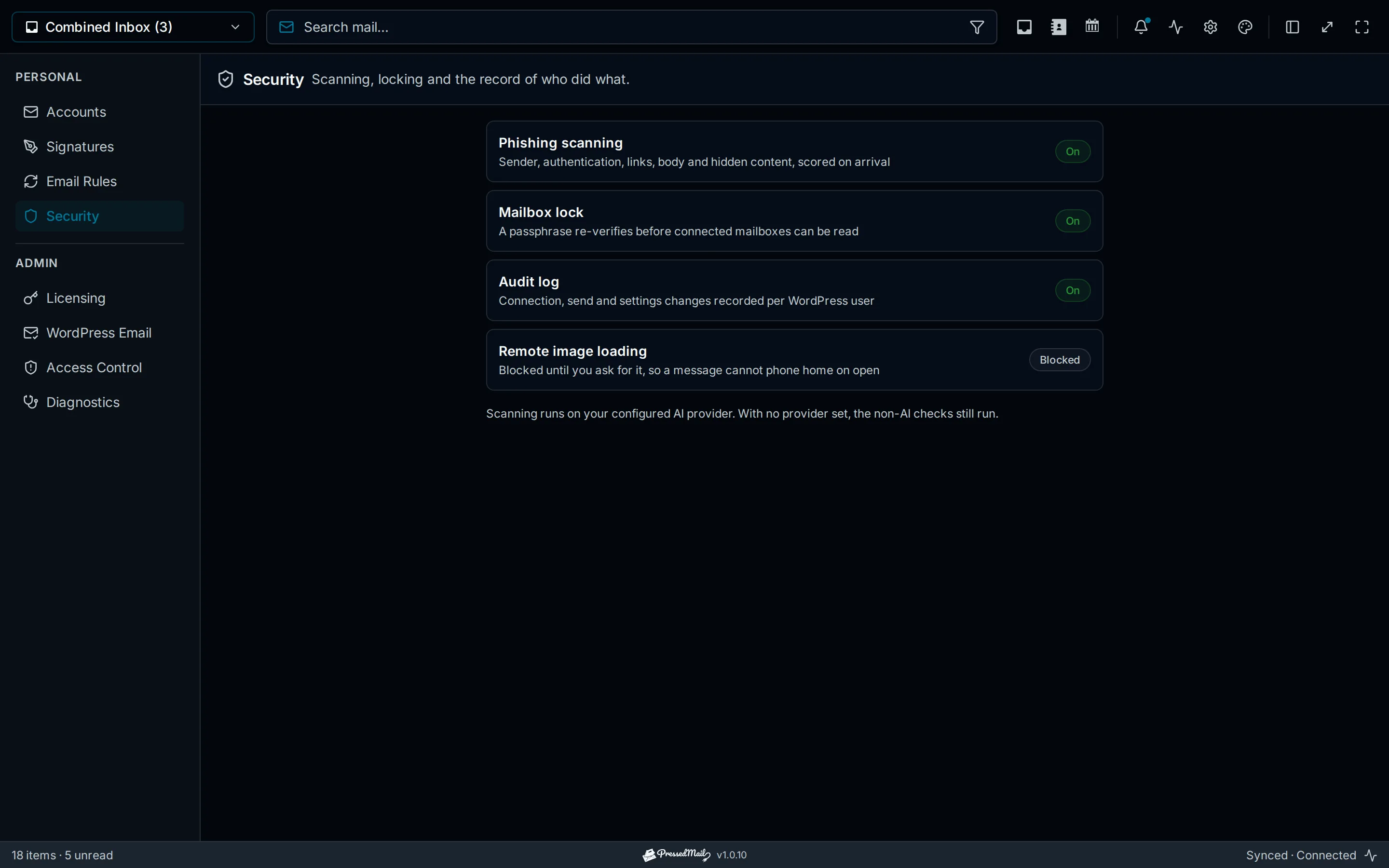Scanning, the mailbox lock and the audit log