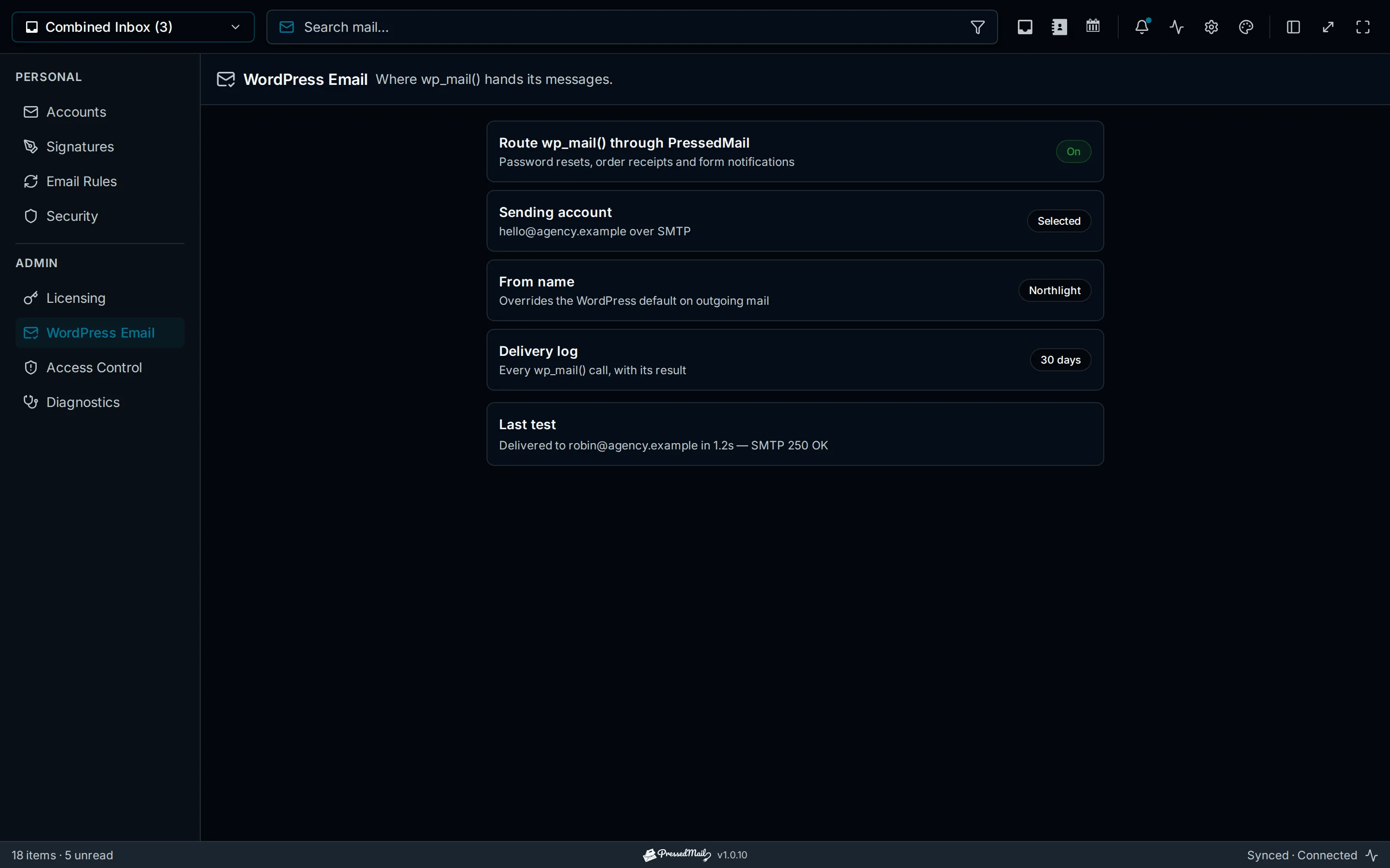 Where wp_mail() hands its messages