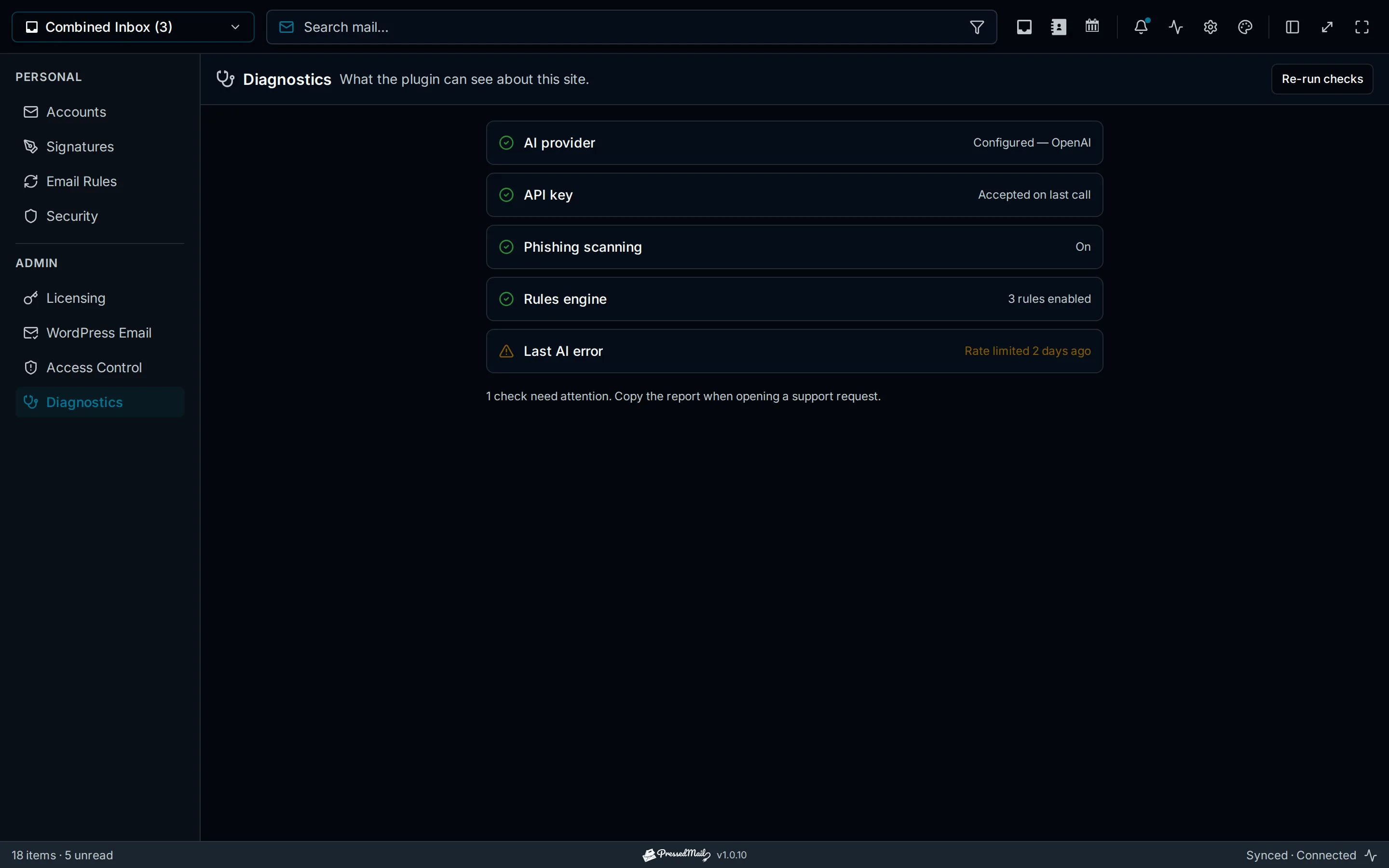 AI provider, scanning and rules checks