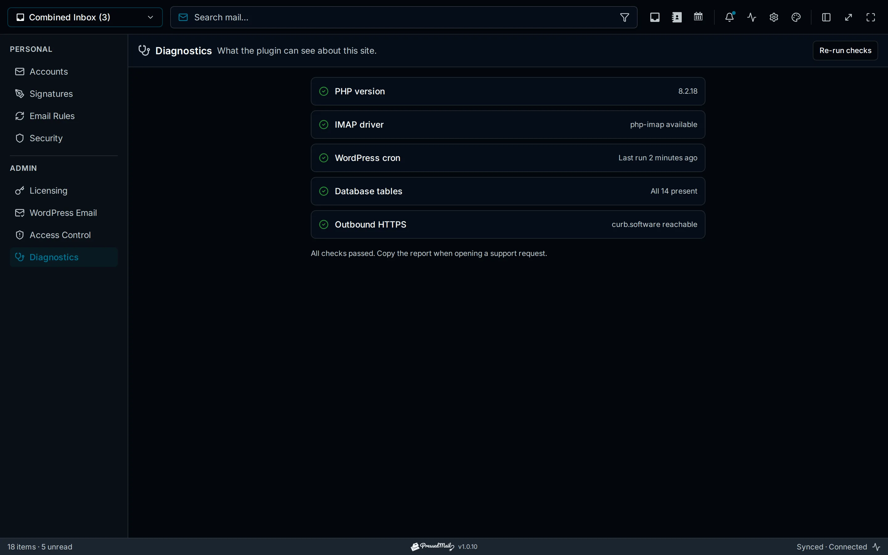 The report to copy into a support request